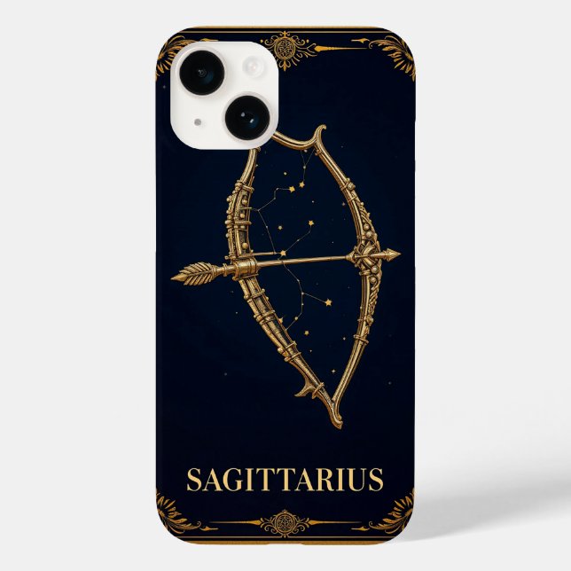 Gold Sagittarius Zodiac Symbol Case-Mate iPhone Hülle (Rückseite)