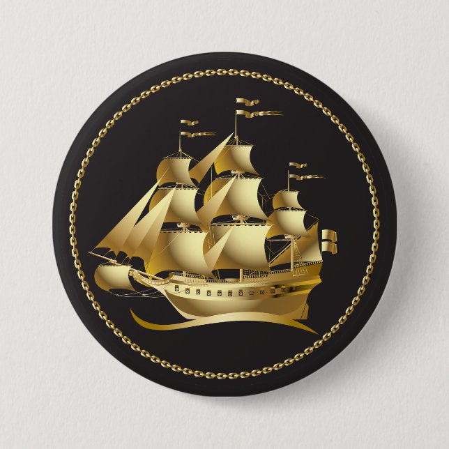 Gold Sailboat Nautical Button (Vorderseite)