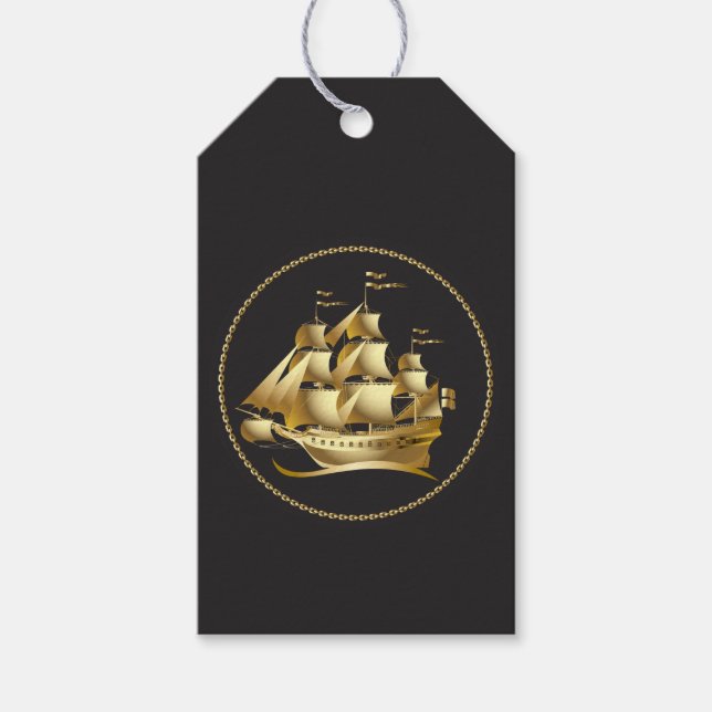 Gold Sailboat Nautical Geschenkanhänger (Vorderseite)
