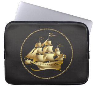 Gold Sailboat Nautical Laptopschutzhülle