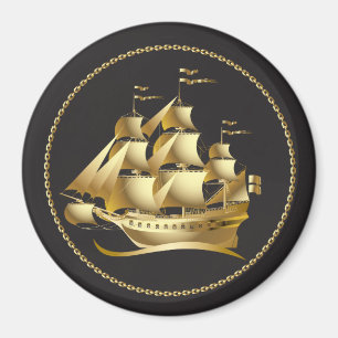 Gold Sailboat Nautical Magnet