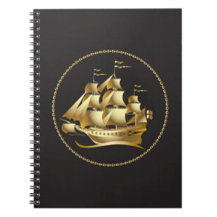 Gold Sailboat Nautical Notizblock