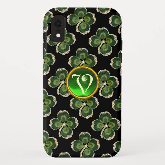 Gold Saint Patrick Kleeblatt Jewel mit Perlen Case-Mate iPhone Hülle (Rückseite)