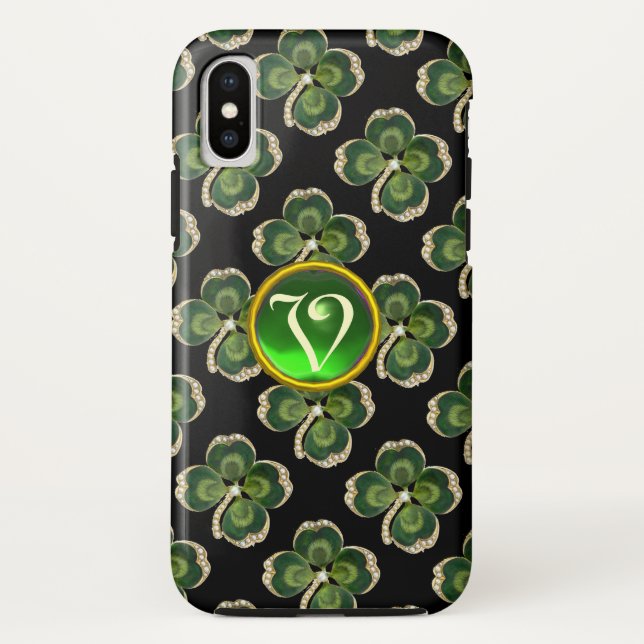 Gold Saint Patrick Kleeblatt Jewel mit Perlen Case-Mate iPhone Hülle (Rückseite)