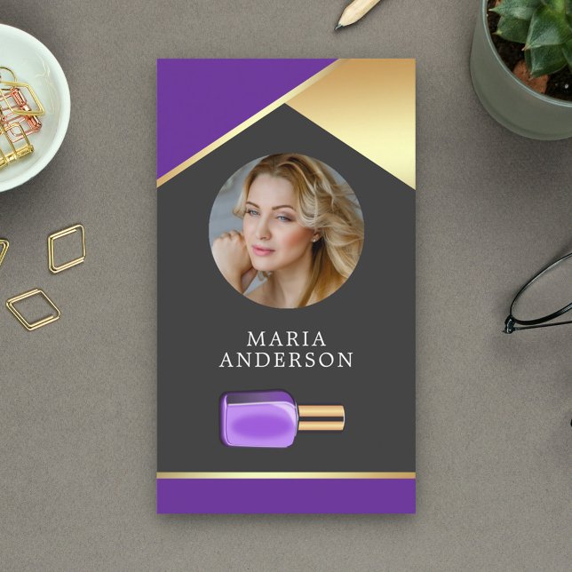 Gold Salon Nail Polnischer Flaschengitter Manicuri Visitenkarte (Von Creator hochgeladen)