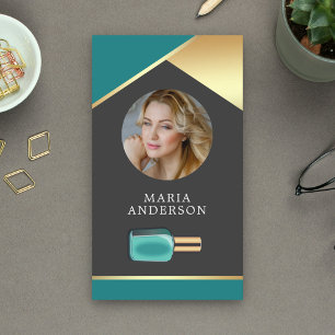 Gold Salon Nail Polnischer Flaschenkanal Maniküre  Visitenkarte