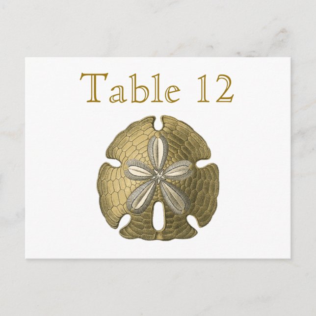 Gold Sand Dollar Recption Table Numbers Postkarte (Vorderseite)