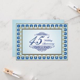 Gold Saphir Blau 45. Hochzeitstag Einladung