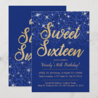 Gold Saphir Sweet 16 Einladungen zum Geburtstag