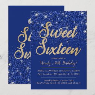 Gold Saphir Sweet 16 Einladungen zum Geburtstag