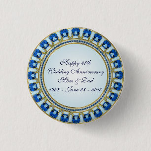 Gold Sapphire Blue 45. Hochzeitstag Button