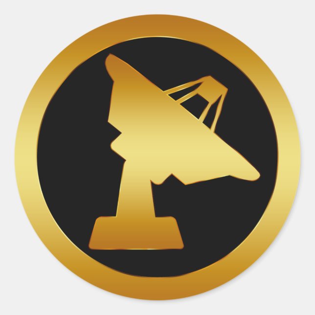 GOLD SATELLITE DISCH RUNDER AUFKLEBER (Vorderseite)