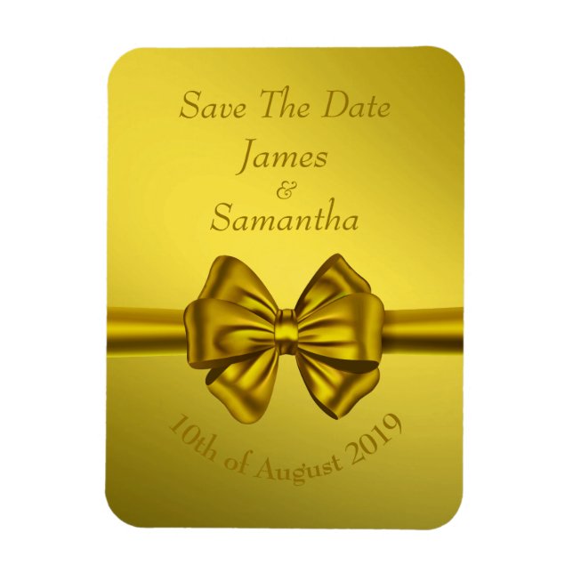 Gold Satin Bow - Speichern Sie das Date Magnet (Vertikal)