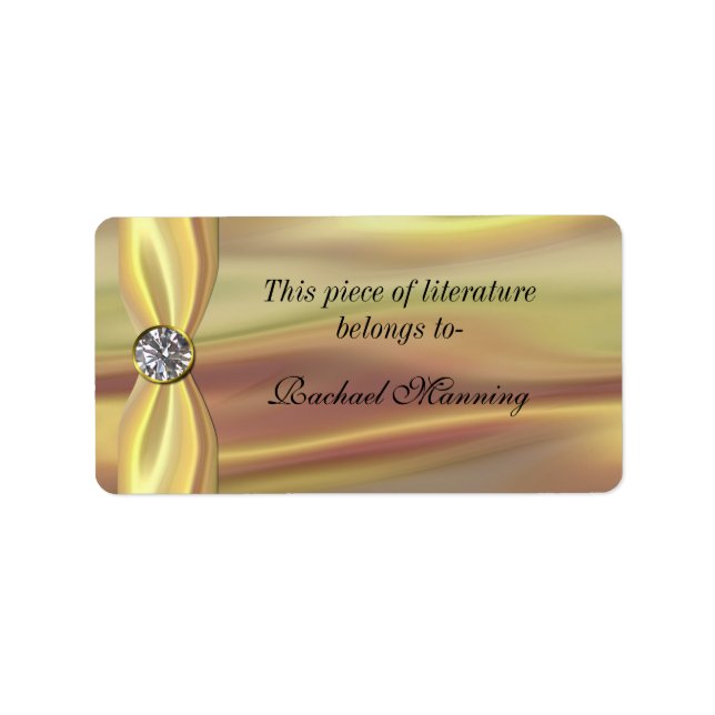 Gold Satin Buchzeichen Sticker Adressaufkleber (Vorne)