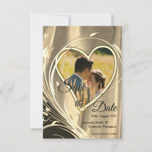 Gold Satin & Gold Blume Pracht Save The Date