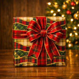 Gold-Satin-Stich-Quilted-Karo-Weihnachten Geschenkpapier