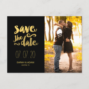 Gold Save Our Date   Save the Date Postkarte