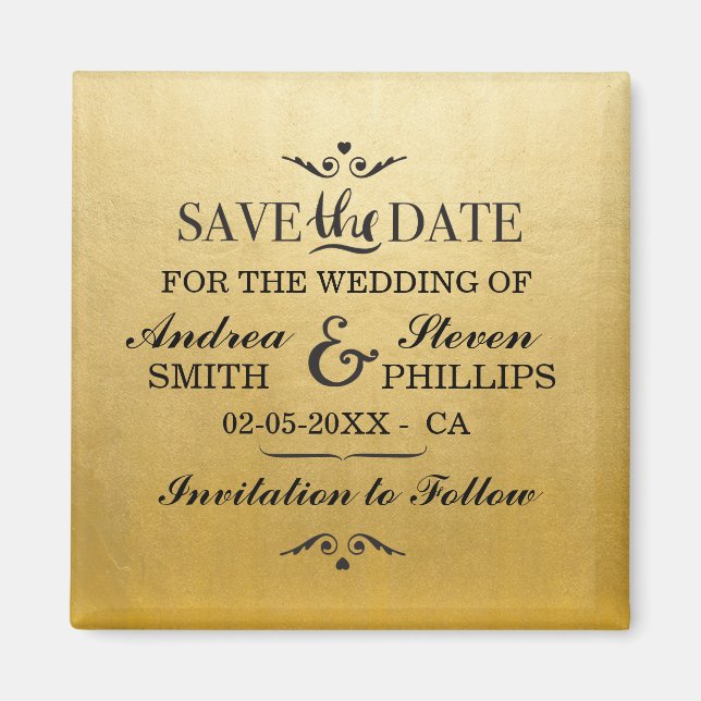 Gold Save the Date Elegant Magnet Wedding (Vorne)