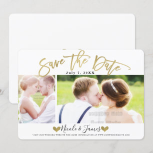 Gold Save the Date Moderne Foto Hochzeitsantrag Einladung