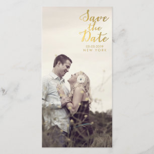 Gold Save the Date Script Overlay Foto Cards