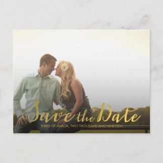 Gold Save the Date Typografie-Ankündigung Ankündigungspostkarte
