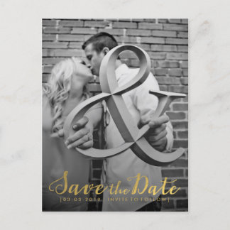 Gold Save the Date Typografie-Ankündigung Ankündigungspostkarte