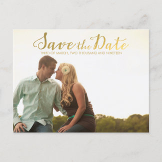 Gold Save the Date Typografie-Ankündigung Ankündigungspostkarte