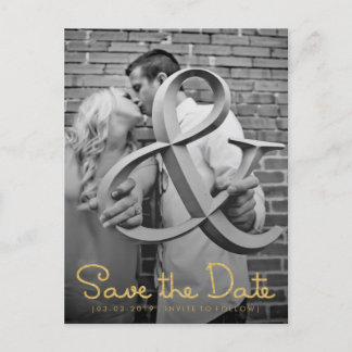 Gold Save the Date Typografie-Ankündigung Ankündigungspostkarte