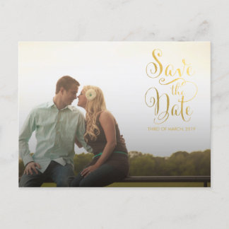 Gold Save the Date Typografie-Ankündigung Postkarte