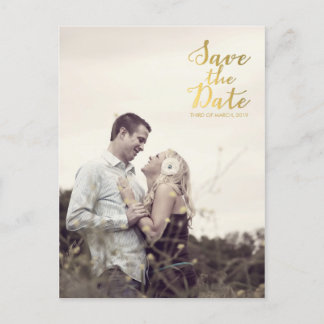 Gold Save the Date Typografie-Ankündigung Postkarte