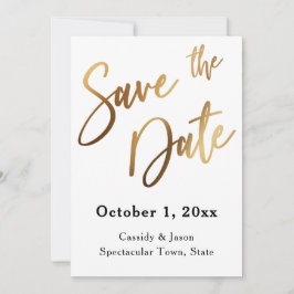 Gold Save the Date Typografie, Bokeh Schwarz zurüc