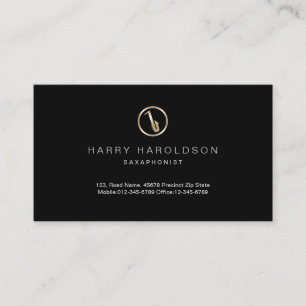 Gold Saxaphone Icon Saxaphonie Business Card Visitenkarte