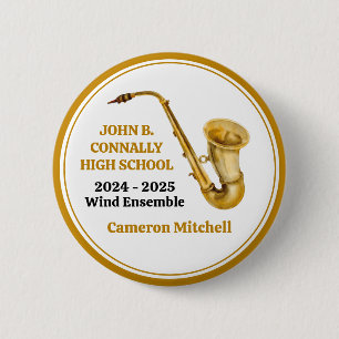 Gold Saxophone Player Personalisiert Band Button