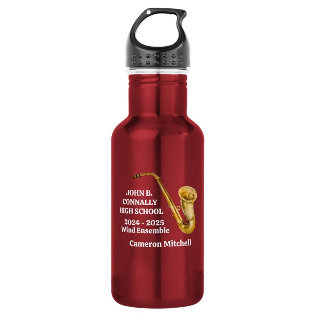 Gold Saxophone Player Personalisiert Band Edelstahlflasche (Vorderseite)