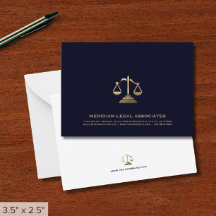 Gold Scale Navy Legal Note Card Mitteilungskarte