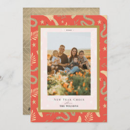 Gold Schlange & Pilz 2 Foto Chinesisches Neujahr Feiertagskarte