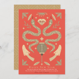 Gold Schlange & Pilz Foto Chinesisch Neues Jahr Feiertagskarte
