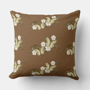 Gold Schmetterlinge Blumenmuster Kissen