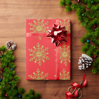 Gold-Schneeflocken-Rot-Verpackungspapier Geschenkpapier