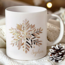 Gold-Schneeflocken-Weihnachtstasse | Benutzerdefin