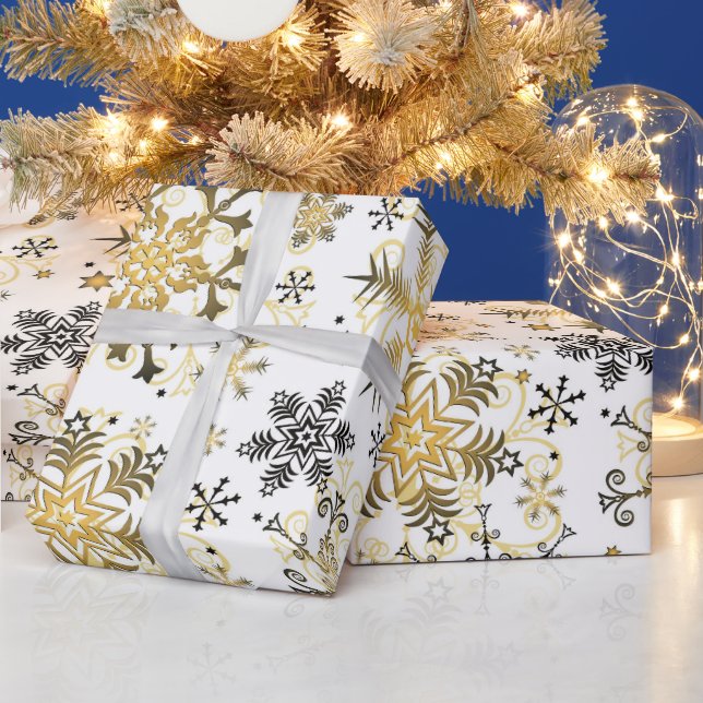 Gold-Schneeflockenpapier Geschenkpapier (Feiertage)