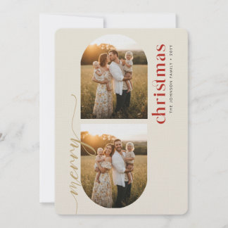Gold Schrift Arch Familie Foto Frohe Weihnachten