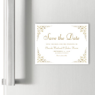 Gold Schrift Botanischer Rahmen Save The Date Magnetkarte