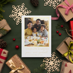 Gold Schrift   Ehre sei Gott Weihnachts-Foto Folien Feiertagskarte