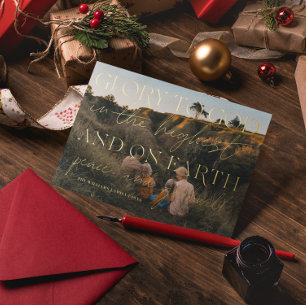 Gold Schrift Ehre sei Gott Weihnachts-Foto Folien Feiertagskarte
