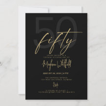 Gold Schrift Fifty Modern Schwarz 50. Geburtstagsf