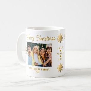Gold Schrift Frohe Weihnachten Schneeflocke Famili Kaffeetasse