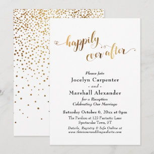 Gold Schrift Glücklich Bis Ans Ende Konfetti Rücks Einladung