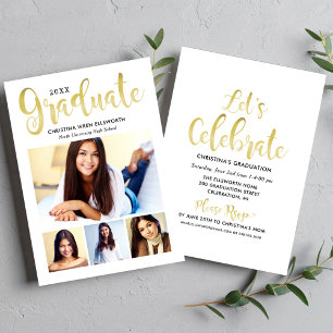 Gold Schrift Graduierten Foto Collage Party 2026 Einladung