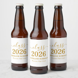 Gold Schrift Klasse 2026 Abschlussfeier Bierflaschenetikett